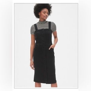 GAP apron front button black denim dress